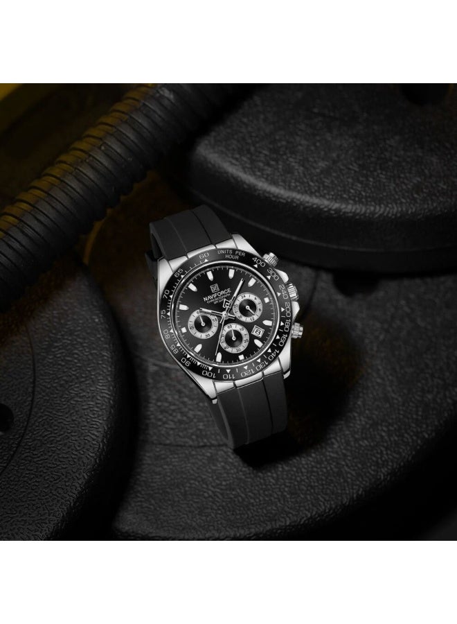 Naviforce Men’s Watch NF8054-S-B-B – Black Dial with Silicone Rubber Strap - Image 3
